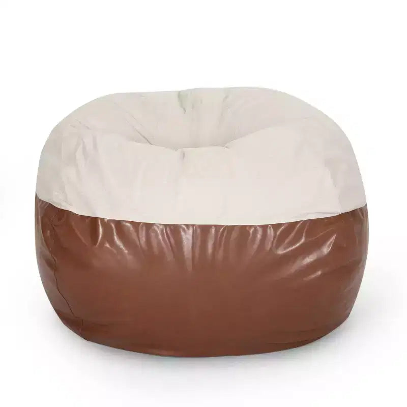 Okak 5 FT Rounded Bean Bag Chair, Faux Leather Bean Bag Sofa Floor Chair Comfy Sofa Chair for Living Room, Bedroom