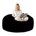 Okak Giant Bean Bag Chair with Memory Foam, Floor Chair Sofa Chair with Flannel Cover, Gaming Bean Bag Chairs for Adults for Living Room,Black