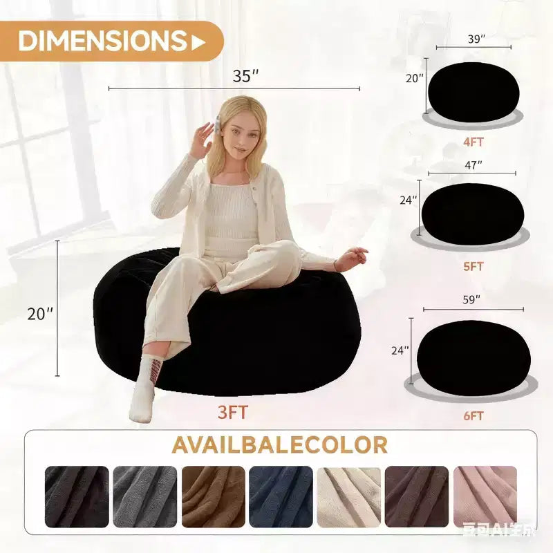 Poltrona a sacco in memory foam nero, rivestimento in flanella, 1 posto