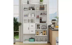 Libreria a 4 livelli con 10 scomparti aperti e 2 armadietti, noce/bianco, montaggio da 1 persona