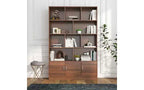 Libreria a 4 livelli con 10 scomparti aperti e 2 armadietti, noce/bianco, montaggio da 1 persona