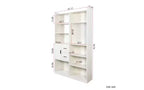 Libreria a 4 livelli con 10 scomparti aperti e 2 armadietti, noce/bianco, montaggio da 1 persona