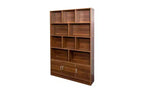 TUYOHW 4-Tier Tall Bookshelves with 10 Cubes and 3 Doors,Open Shelf Bookshelf with Storage Cabinet,Wood Bookcases for Living Room,Office