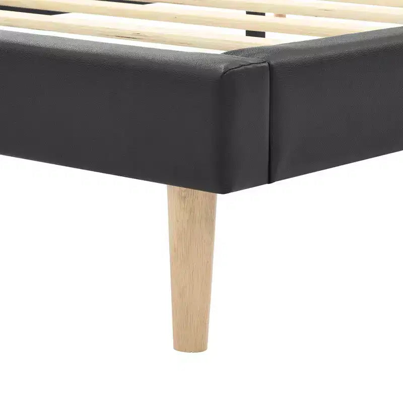 Struttura letto a piattaforma in similpelle nera, 1 piazza