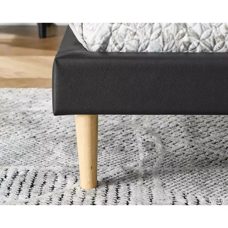Struttura letto a piattaforma in similpelle nera, 1 piazza