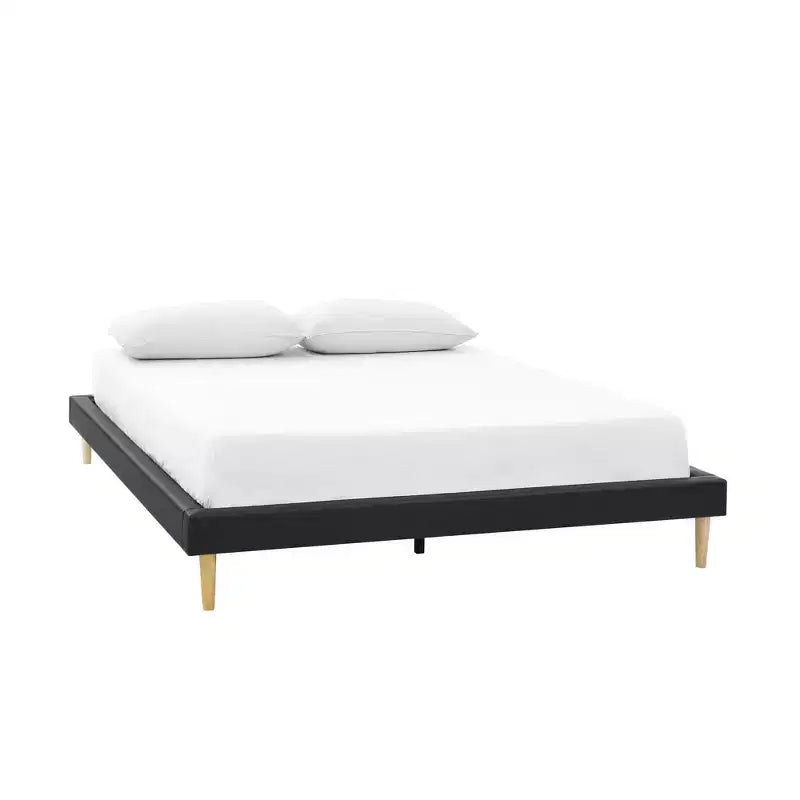 Struttura letto a piattaforma in similpelle nera, 1 piazza