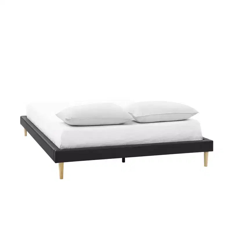 Struttura letto a piattaforma in similpelle nera, 1 piazza