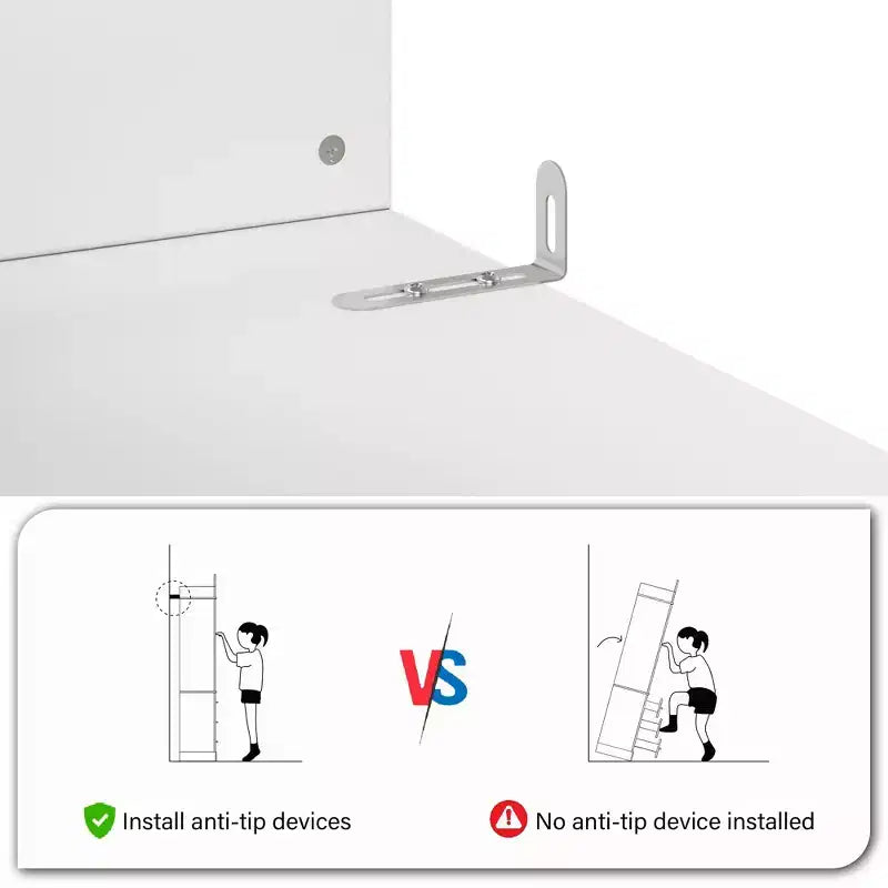 Dispensa da Cucina Autoportante Bianca con 3 Ripiani Aperti e 4 Cassetti
