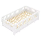 Letto a piattaforma convertibile grigio/bianco con sponde, da singolo a doppio/da singolo XL a queen size, per 1-2 persone