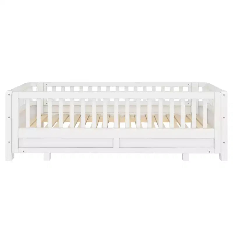 Letto a piattaforma convertibile grigio/bianco con sponde, da singolo a doppio/da singolo XL a queen size, per 1-2 persone