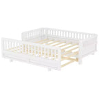 Letto a piattaforma convertibile grigio/bianco con sponde, da singolo a doppio/da singolo XL a queen size, per 1-2 persone