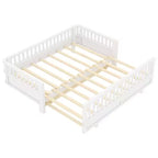 Letto a piattaforma convertibile grigio/bianco con sponde, da singolo a doppio/da singolo XL a queen size, per 1-2 persone
