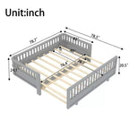 Letto a piattaforma convertibile grigio/bianco con sponde, da singolo a doppio/da singolo XL a queen size, per 1-2 persone