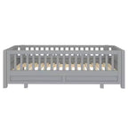 Letto a piattaforma convertibile grigio/bianco con sponde, da singolo a doppio/da singolo XL a queen size, per 1-2 persone