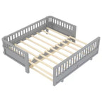 Letto a piattaforma convertibile grigio/bianco con sponde, da singolo a doppio/da singolo XL a queen size, per 1-2 persone