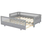 Letto a piattaforma convertibile grigio/bianco con sponde, da singolo a doppio/da singolo XL a queen size, per 1-2 persone