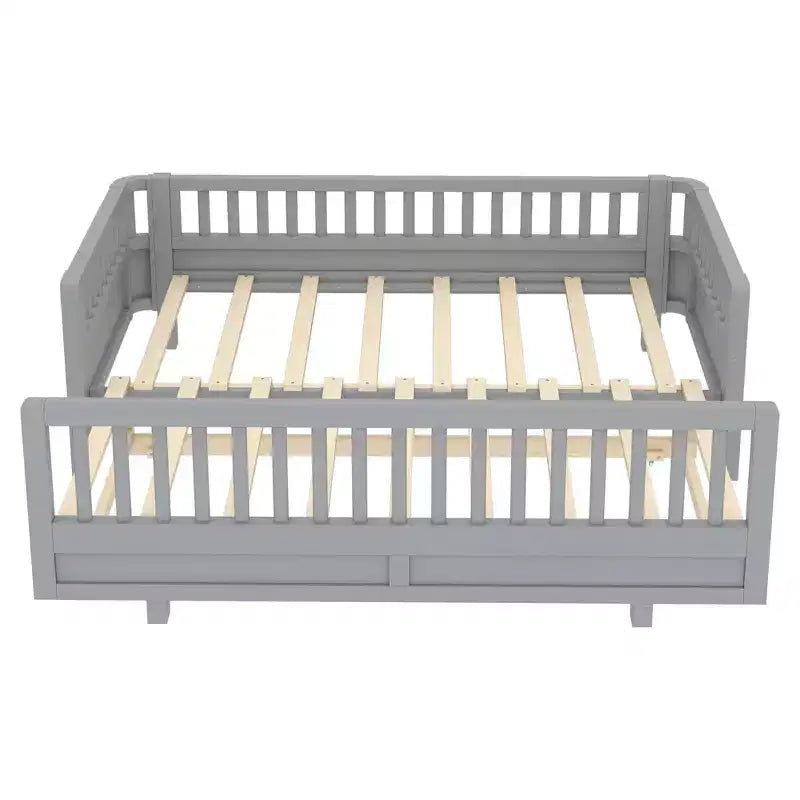Letto a piattaforma convertibile grigio/bianco con sponde, da singolo a doppio/da singolo XL a queen size, per 1-2 persone