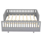 Letto a piattaforma convertibile grigio/bianco con sponde, da singolo a doppio/da singolo XL a queen size, per 1-2 persone