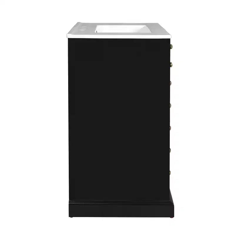 Mobile bagno nero da 30" con lavabo, 2 cassetti e ante con chiusura ammortizzata, 1 persona