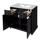 Mobile bagno nero da 30" con lavabo, 2 cassetti e ante con chiusura ammortizzata, 1 persona