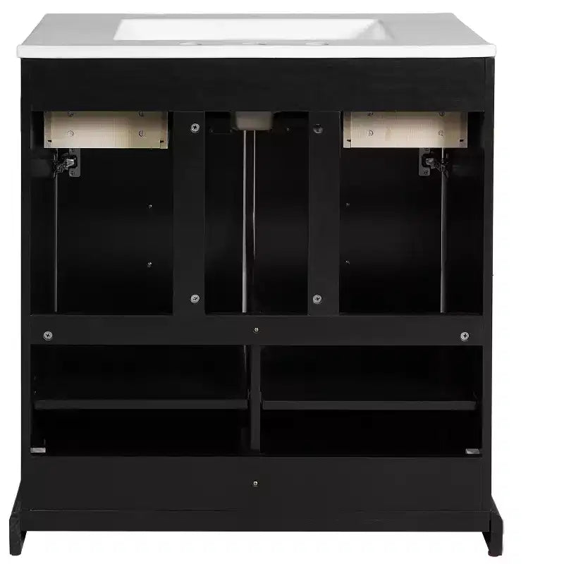 Mobile bagno nero da 30" con lavabo, 2 cassetti e ante con chiusura ammortizzata, 1 persona