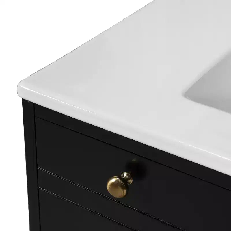 Mobile bagno nero da 30" con lavabo, 2 cassetti e ante con chiusura ammortizzata, 1 persona