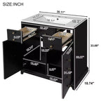 Mobile bagno nero da 30" con lavabo, 2 cassetti e ante con chiusura ammortizzata, 1 persona