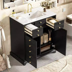 Mobile bagno nero da 30" con lavabo, 2 cassetti e ante con chiusura ammortizzata, 1 persona