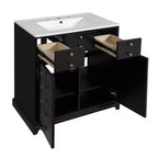 Mobile bagno nero da 30" con lavabo, 2 cassetti e ante con chiusura ammortizzata, 1 persona