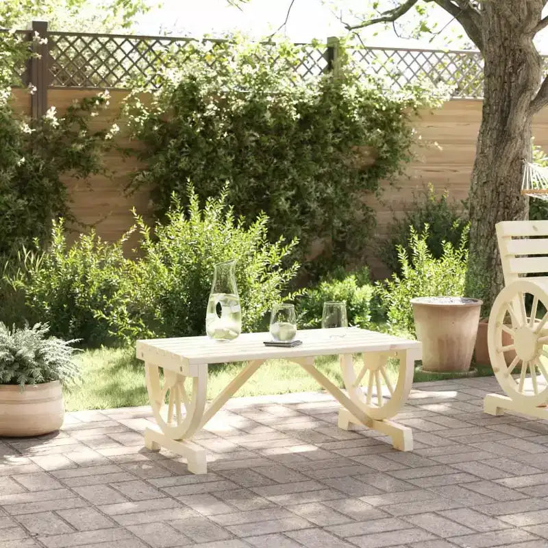 Tavolino da caffè da giardino con cavalletti marrone e beige, 4 posti a sedere