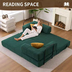 Divano Letto Convertibile 4-in-1 in Velluto a Coste Verde, 1 Posto