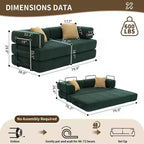 Divano Letto Convertibile 4-in-1 in Velluto a Coste Verde, 1 Posto