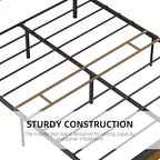 Struttura letto a piattaforma in metallo marrone con testiera e pediera in legno, matrimoniale francese/matrimoniale, 1 persona