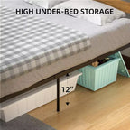 Struttura letto a piattaforma in metallo marrone con testiera e pediera in legno, matrimoniale francese/matrimoniale, 1 persona
