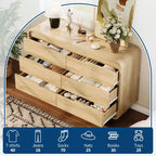 Cassettiera a 6 cassetti, marrone/naturale, stile moderno senza maniglie, singola