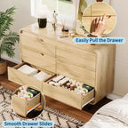 Cassettiera a 6 cassetti, marrone/naturale, stile moderno senza maniglie, singola