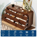 Cassettiera a 6 cassetti, marrone/naturale, stile moderno senza maniglie, singola