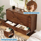 Cassettiera a 6 cassetti, marrone/naturale, stile moderno senza maniglie, singola