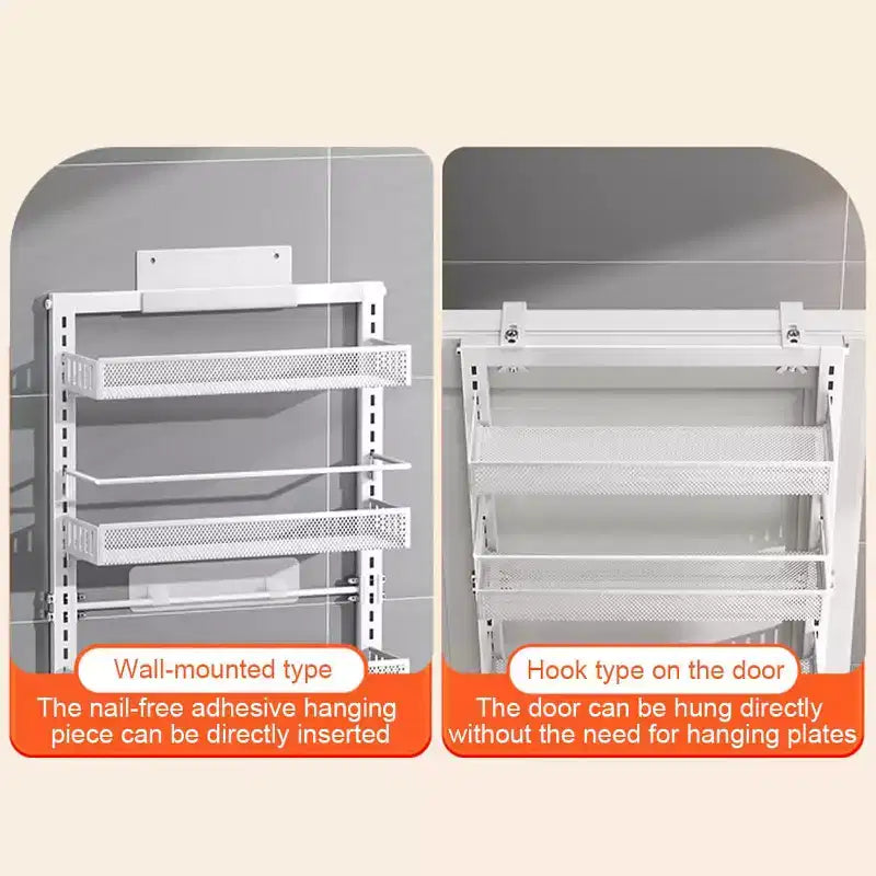 Bianco/Nero, Scaffale portaoggetti da appendere alla porta e a parete a 6 ripiani, Singolo