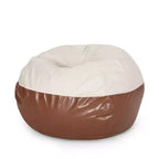 Poltrona sacco rotonda da 1,5 m, ecopelle, 1 posto – Marrone/Beige, Grigio chiaro/Marrone