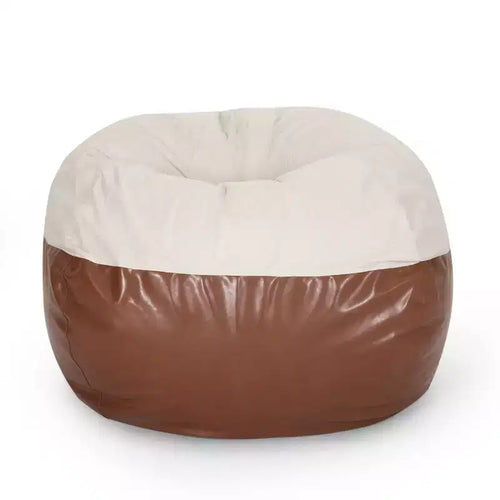 TUYOHW 5ft Rounded Bean Bag Chair, Faux Leather Floor Sofa for Easy Cleaning, Comfy Sofa Chair for Living Room and Bedroom