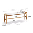 Panca in legno massello di rovere/bianco con seduta intrecciata, 2-3 posti