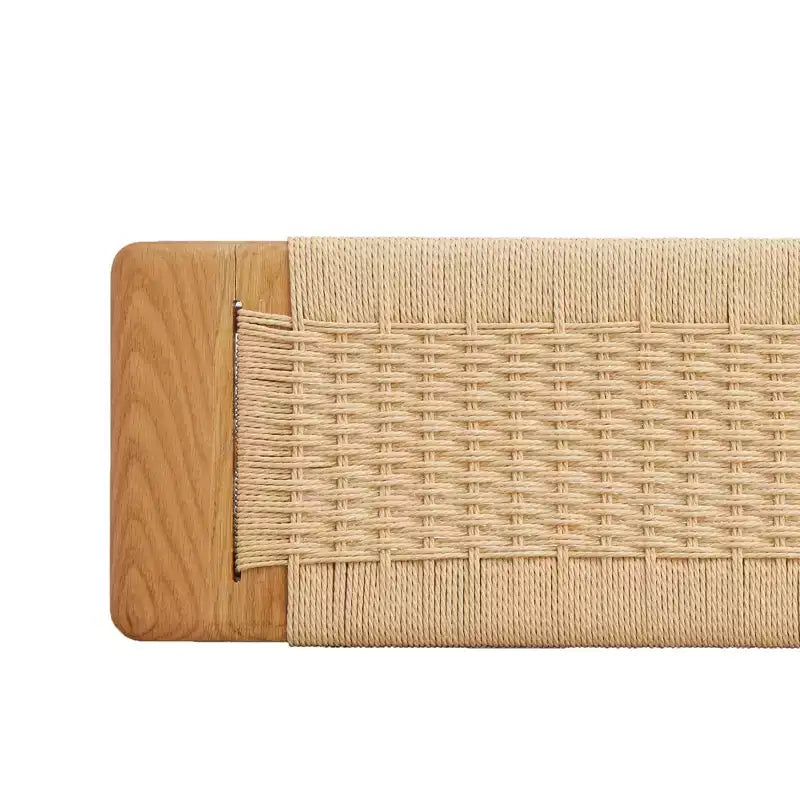 Panca in legno massello di rovere/bianco con seduta intrecciata, 2-3 posti