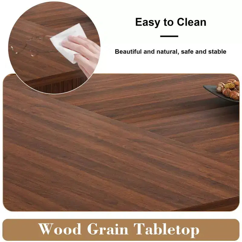 Set da pranzo in impiallacciatura di legno naturale, stile rustico moderno, 4-6 posti a sedere