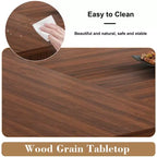 Set da pranzo in impiallacciatura di legno naturale, stile rustico moderno, 4-6 posti a sedere