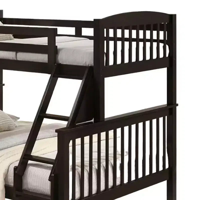 Letto a castello matrimoniale in ciliegio con scaletta angolare, 2 posti letto