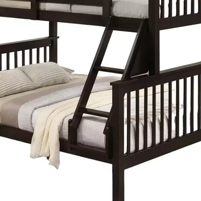 Letto a castello matrimoniale in ciliegio con scaletta angolare, 2 posti letto