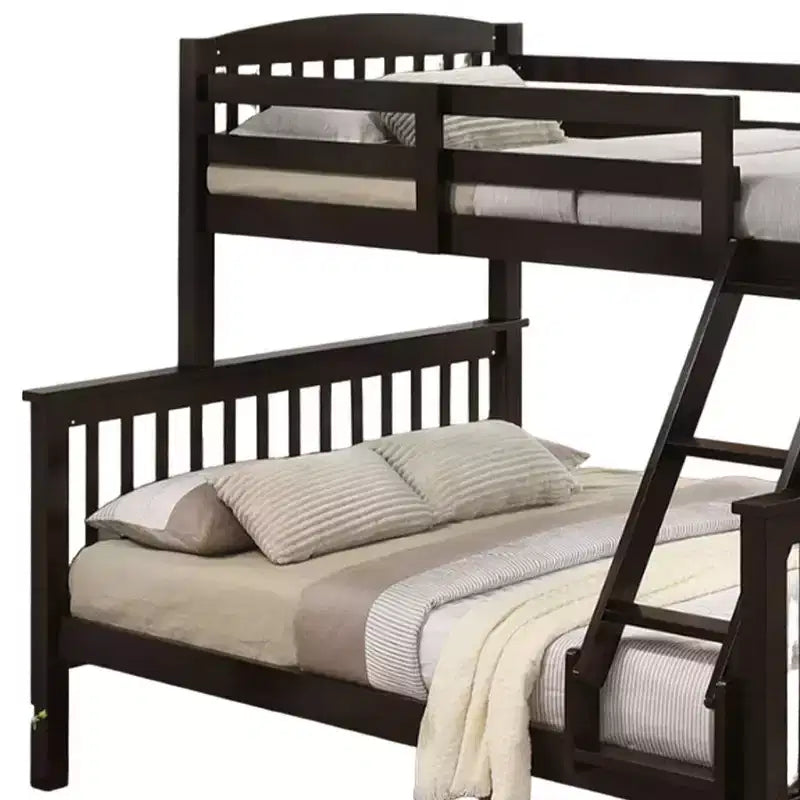Letto a castello matrimoniale in ciliegio con scaletta angolare, 2 posti letto