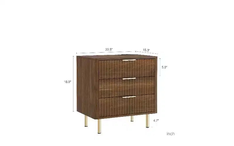 Comodino moderno Brown & Wood con stazione di ricarica e luce notturna a comando vocale, 1 pezzo