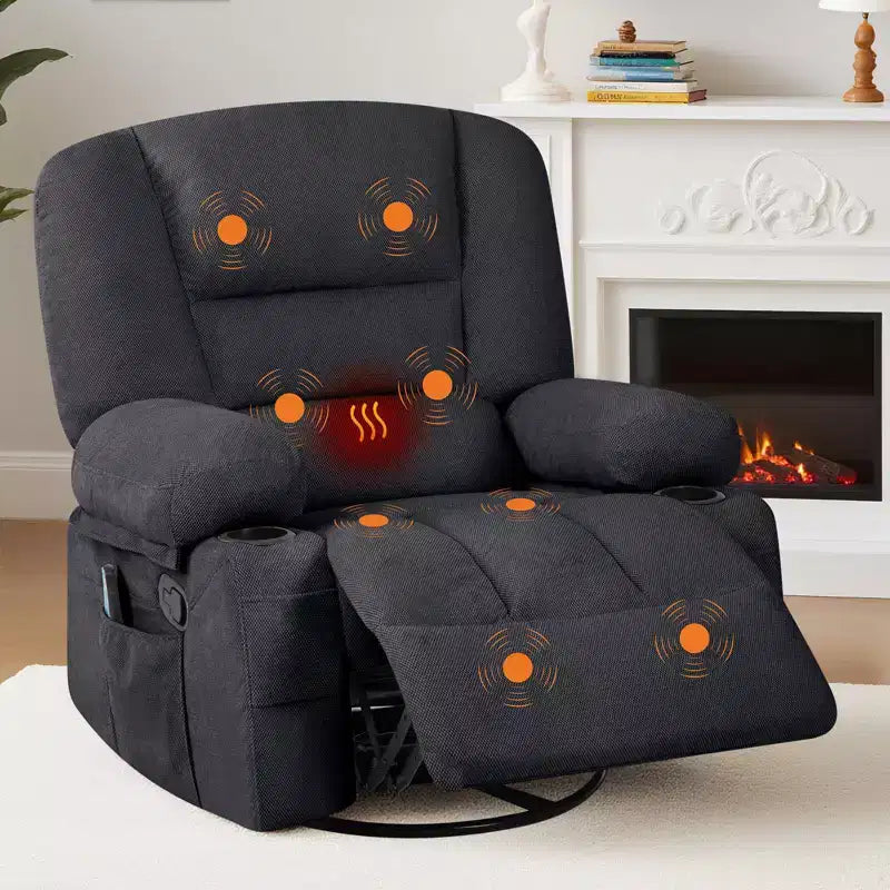 Rocker Recliner Chairs for Adults w/Vibration Massage and Heating,360 Swivel Rocker Glider Recliner,Extra Wide Manual Lazy Chair